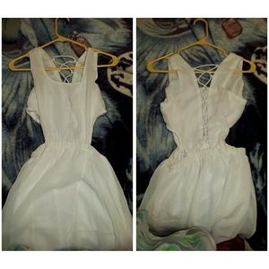 off white cut out dress