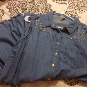 Denim Buttun-Up Romper