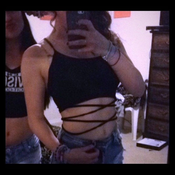 Strappy black crop top