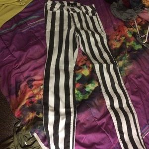 striped skinny jeans