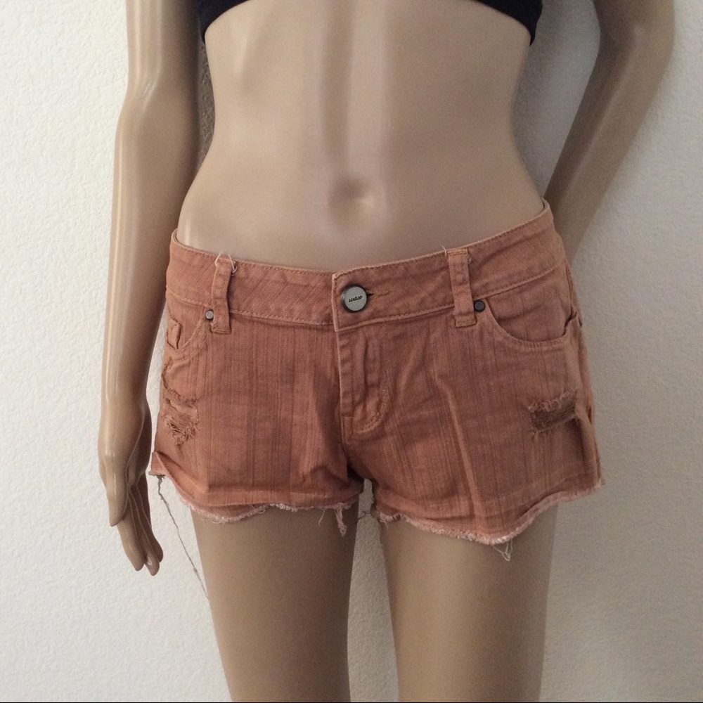Wax Brown Distressed Shorts