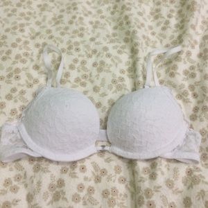 Gilly Hicks Push 'Em Up Plunge white lace bra