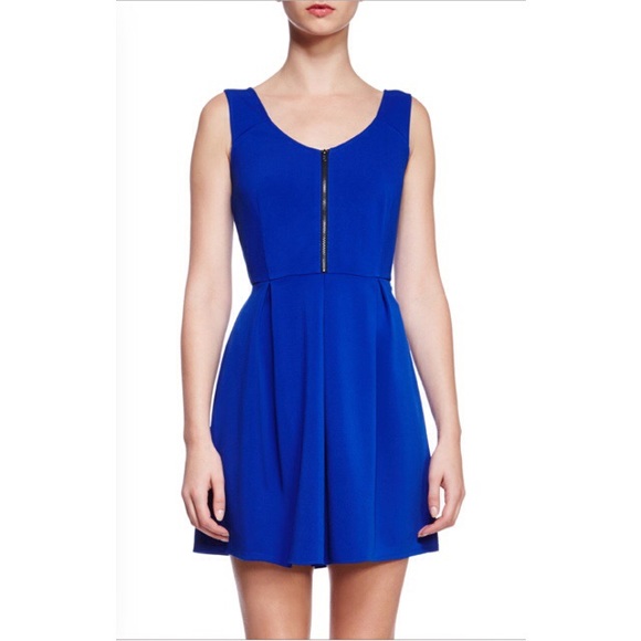 Blue Dress With Black Zipper Accent