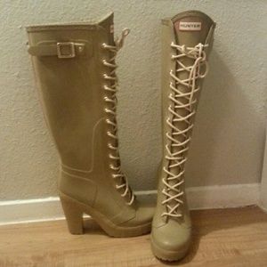 Hunter Heeled, Lace-Up Rain Boots