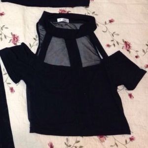 Goth Crop Top with Mesh Back