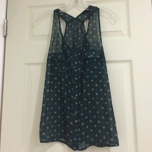 Sheer green print tank