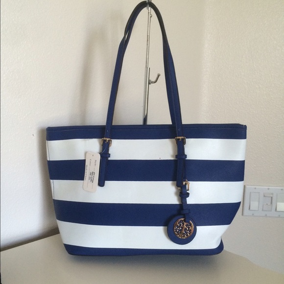 Boutique  Handbags - Blue and white tote.