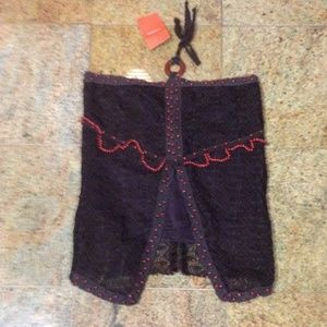 Dark brown strapless/halter crochet top