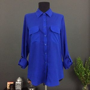 Gem Blue Button-down Long Sleeve Shirt