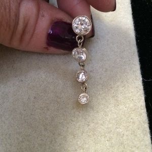 White gold belly ring with cz diamonds