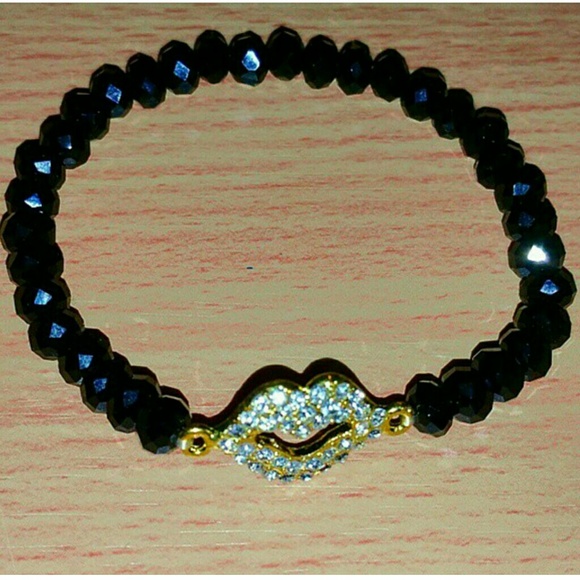 SALE Gold Plated Lip Bracelet