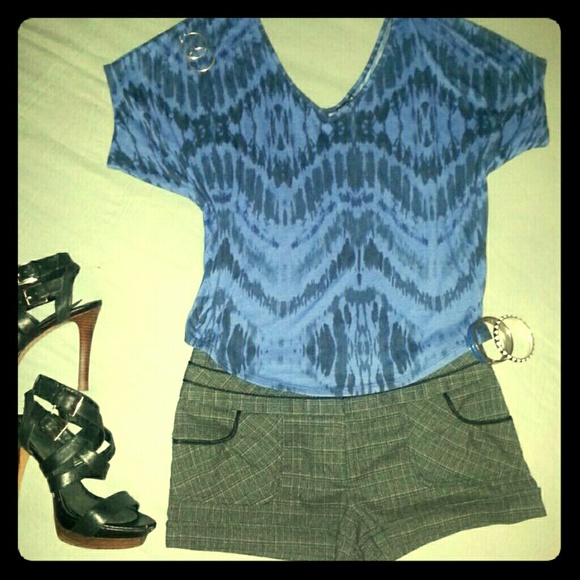Blue tribal print blouse
