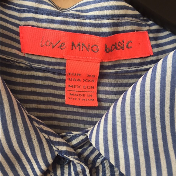 MNG by Mango basic top sheer blue and white strips - Picture 2 of 2