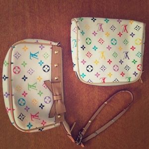 White print small purse/cosmetic holder (set of 2)