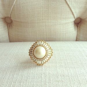Oversized Pearl & Diamond Cocktail Ring (cz)