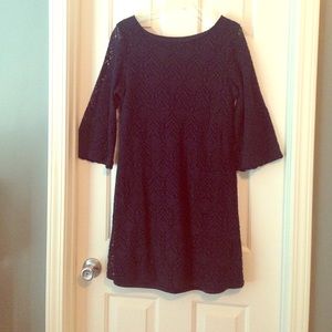 Sharagano navy crochet dress
