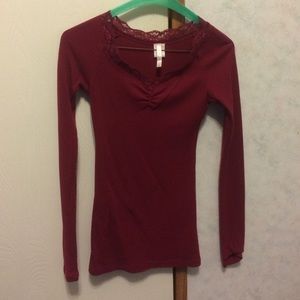 Burgundy long sleeve shirt