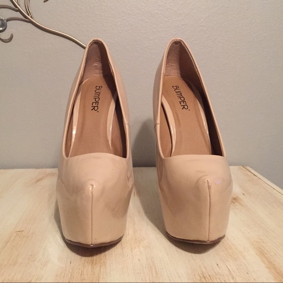 Nude platform heels.