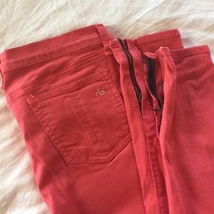 Coral Rag and Bone Zipper Capri Jeans