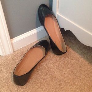 Satin black flats