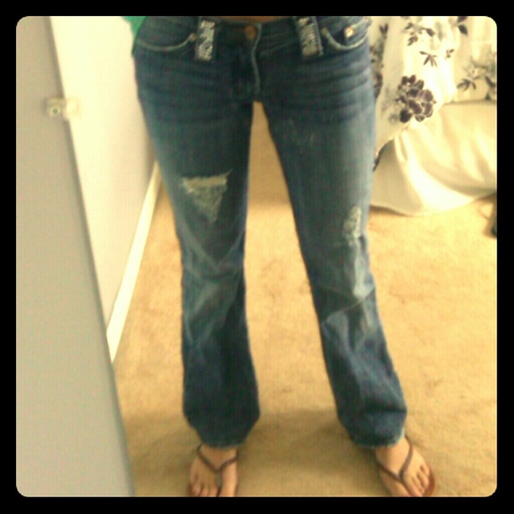 Distressed Bell Bottom Jeans - Picture 1 of 2