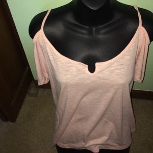 Blush rose off the shoulder top.
