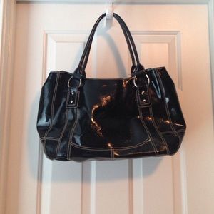 Satin black duffel bag