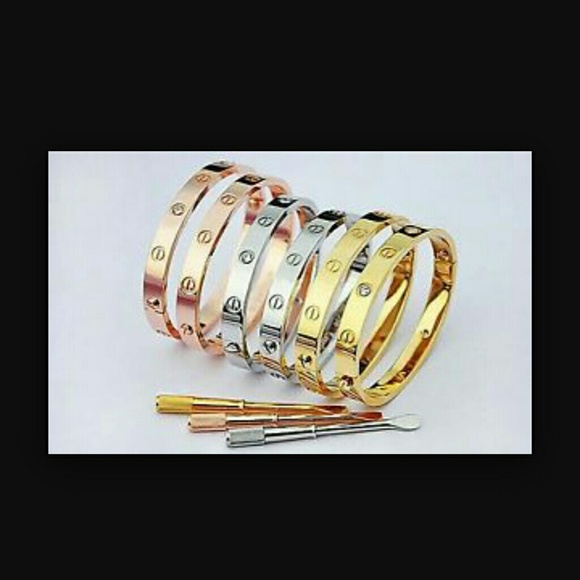 Gold silver and B screw bracelets