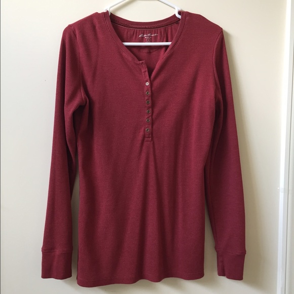 Eddie Bauer ribbed knit Henley shirt.