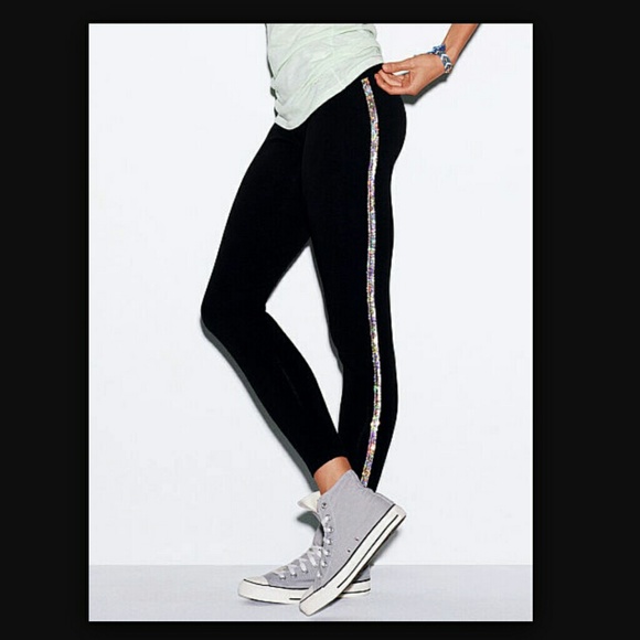 PINK Sequin Stripe Leggings- Size XS