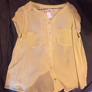 Yellow short sleeve free people blouse