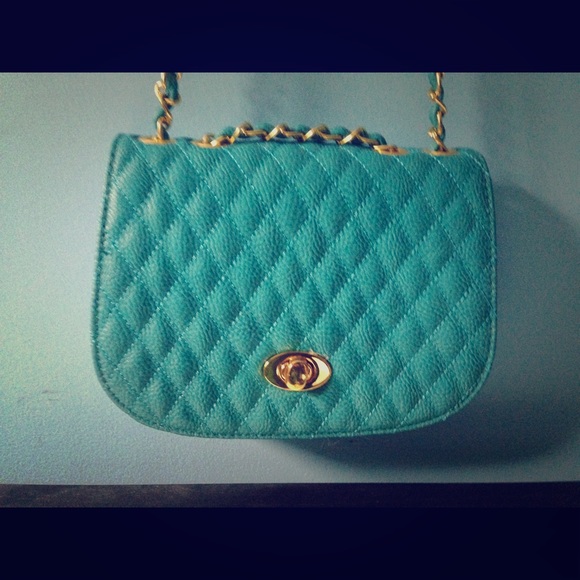 Teal blue and gold bag✨ - Picture 1 of 4