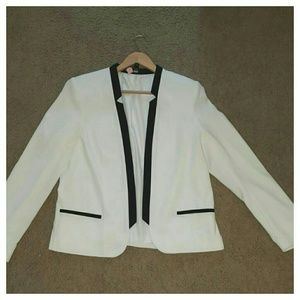 White blazer with black trim