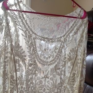 White cream lace cover up top