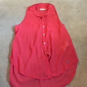 coral button up sleeveless shirt