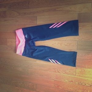 Adidas workout leggings- pink and gray