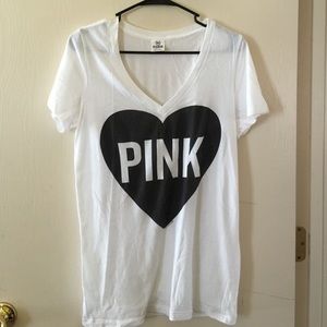 Pink V neck, tshirt.