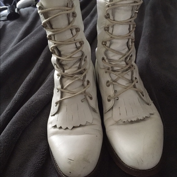 White Justin boots