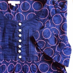 Lily Pulitzer Pink Polka Dot Embroidered top Size2