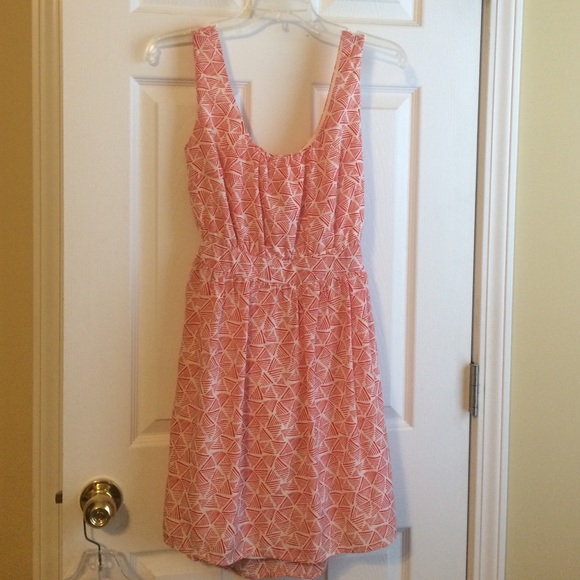 Orange and white open back dress size small