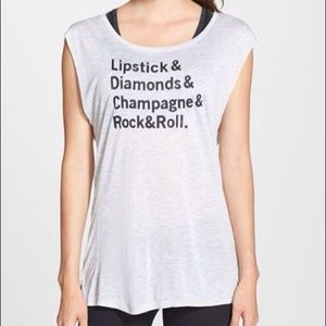 Betsey Johnson workout text tee/tank top in black