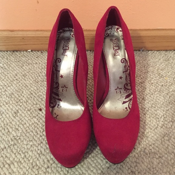 Red Suede Brash Heels