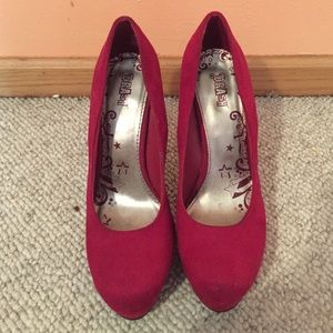 Red Suede Brash Heels