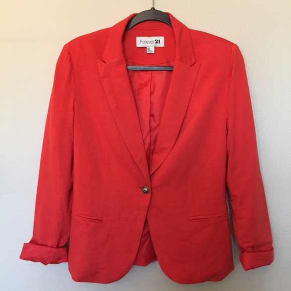 Forever 21 orange jersey knit blazer