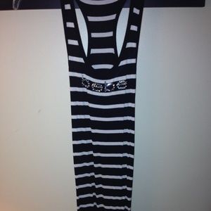 Black and white striped Bebe dress
