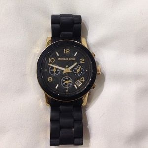 Michael Kors black and gold rubber watch