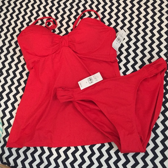 NWT loft cherry red tankini
