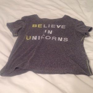 Aeropostale XS Grey BElieve in Unicorns "be u"
