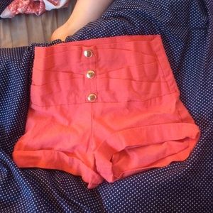 Coral high waisted shorts