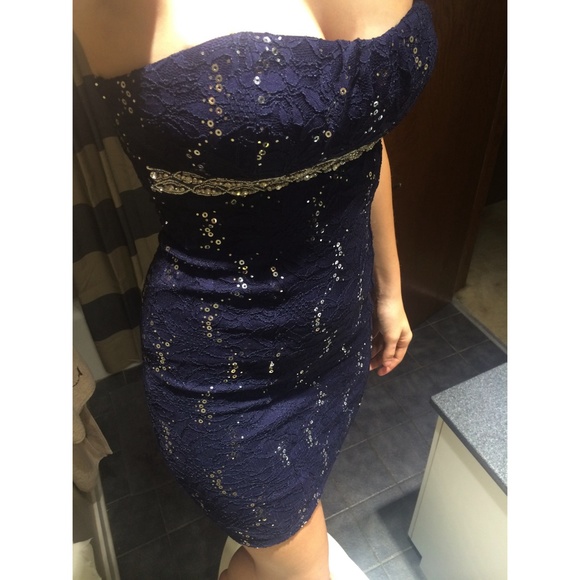 blue sequin dress